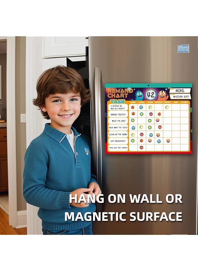 erorex Kids Behavior Reward Chart With 26 Chore Charts And 2280 Stickers Motivate Responsibility And Good Habits Family Planner Educational Routine Behavior Chart White Board Wall For Home Office - Image 2