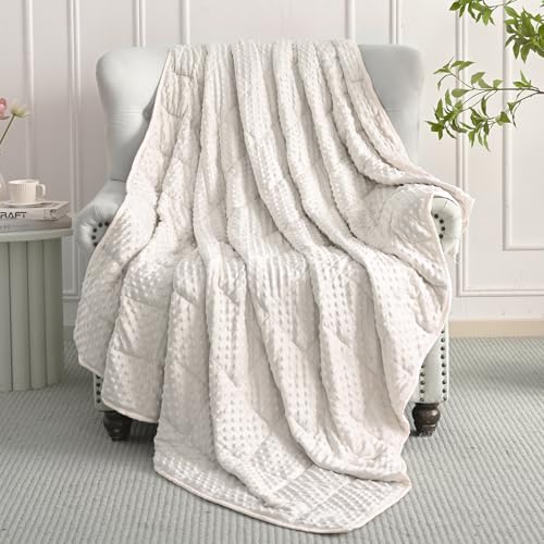 Mr. Sandman Weighted Blanket for Adults, Heavy Blanket for Woman,Man Sleeping/Calm, Soft and Cozy Weighted Throw Blankets, Machine Washable, 48 x 72in, 12 lbs, White - Image 2