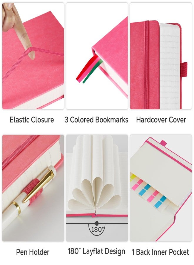 FOCUS DAY Bullet Lined Journal Notebook for Women/Men Writing Work, 320 Pages B5 Large Pink Leather Daily Diary Journals Note book College Ruled for Note Taking, 100Gsm Thick Paper, 7.1'' X 10'' - Image 2