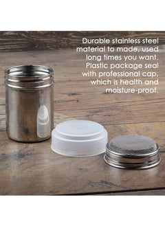Generic 2Pcs Stainless Steel Powder Shakers, Powdered Sugar Shaker Duster, Mesh Shaker Powder Cans for Coffee Cocoa Cinnamon Powder with Lid, with 16 pcs Printing Molds Stencils  - Image 5