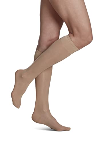 SIGVARIS Women's Sheer Fashion Closed Toe Calf Height - 15-20mmHg Weight Compression Hose - Lightweight & Breathable in Soft Stretch Fabric for Comfortable Everyday Wear - Honey - A (Small) - Image 2