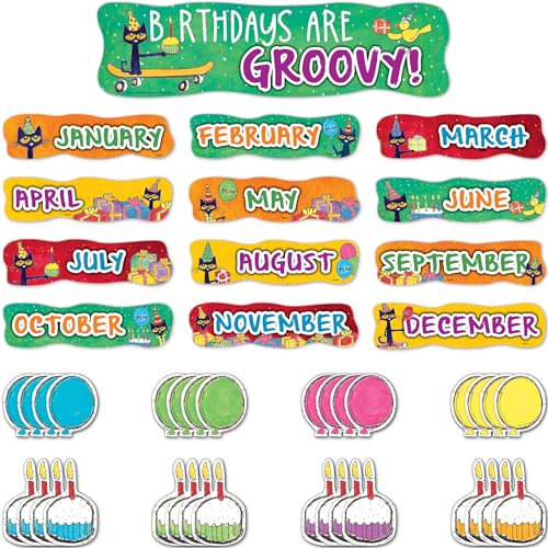 Edupress Pete the Cat Birthdays Are Groovy Mini Bulletin Board - Image 1