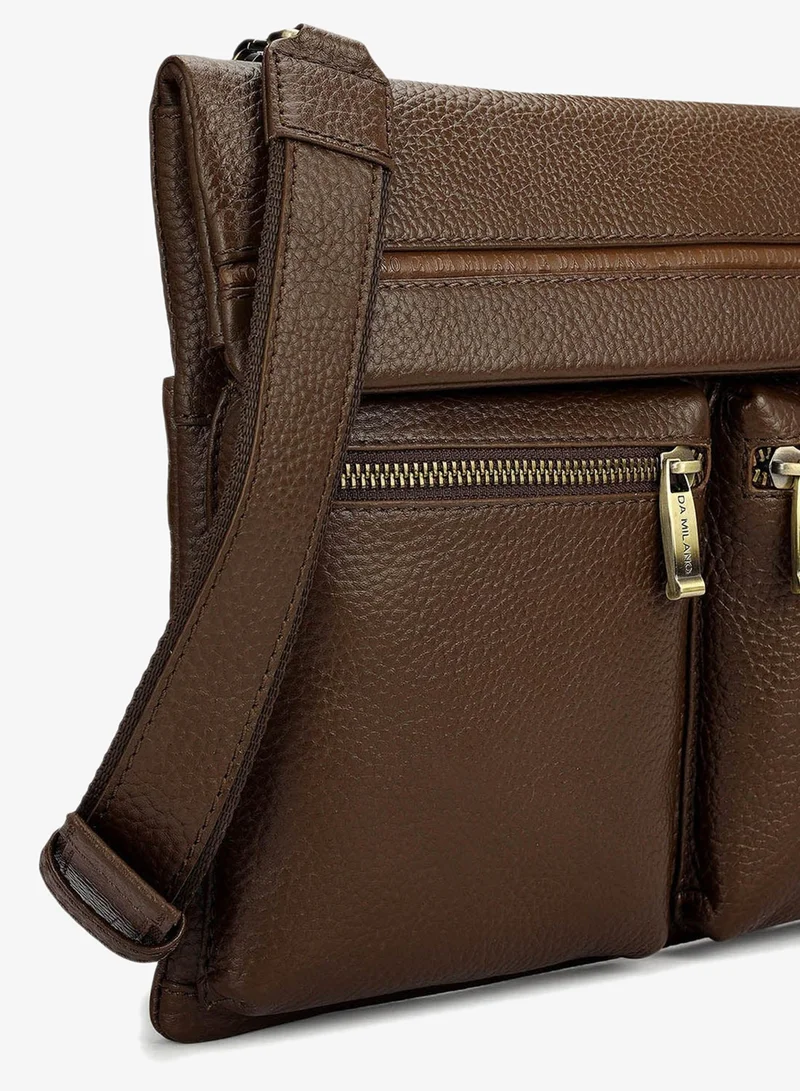 Da Milano Mocha Wax Leather Men Sling - Mocha for Men | Best Price UAE