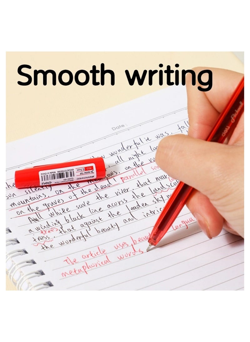 Deli 12-Piece Flickwell Ballpoint Pen 0.7mm Mini Tip Red Ink - Image 4