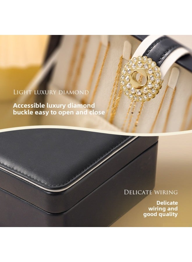 2024 Jewelry Box Multi-layer Large Capacity Earrings Earrings Ring Earrings Necklace Anti-oxidation Hand Jewelry Storage Box-Color:Diamond Buckle Style-pearl White  - Image 5