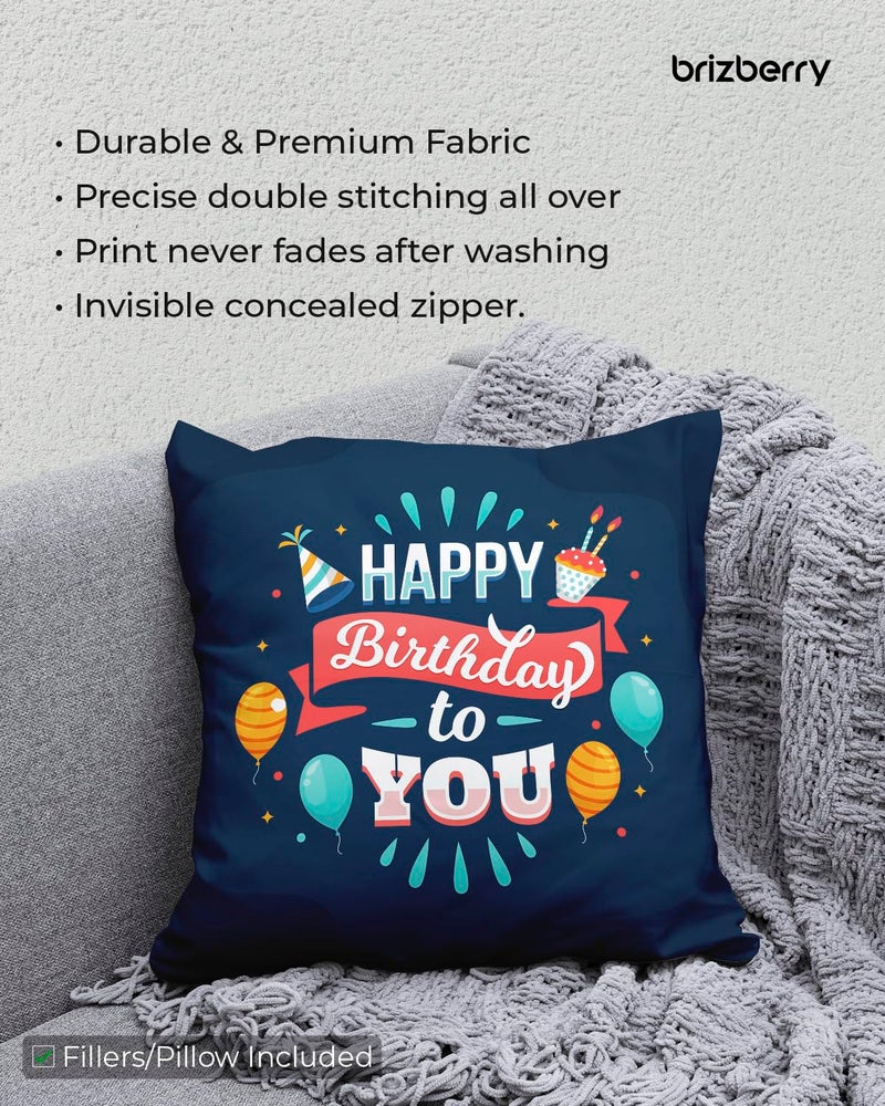 Brizberry® Designer Decorative Premium Throw Pillow Cushion Gift, Unique Thoughtful Happy Birthday, for him her Boy Girl with Premium Filler Cushion (16 inch x 16 inch) (Design 9) - Image 5