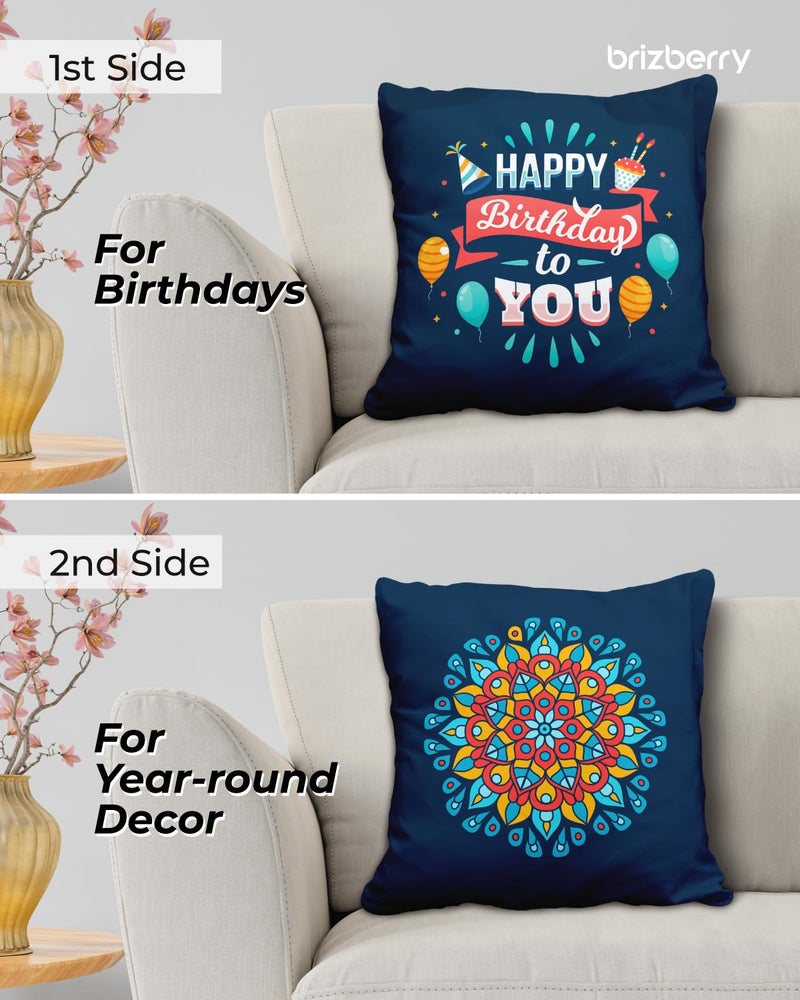 Brizberry® Designer Decorative Premium Throw Pillow Cushion Gift, Unique Thoughtful Happy Birthday, for him her Boy Girl with Premium Filler Cushion (16 inch x 16 inch) (Design 9) - Image 3