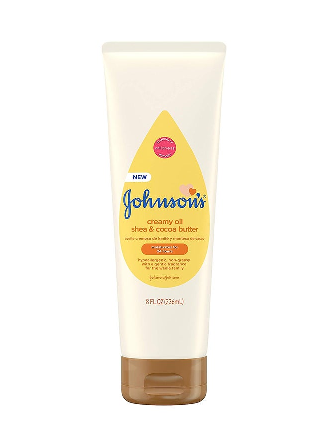 Johnson's Creamy Oil For Baby With Shea And Cocoa Butter, Moisturizing Body Lotion, 8 fl. oz - Image 1