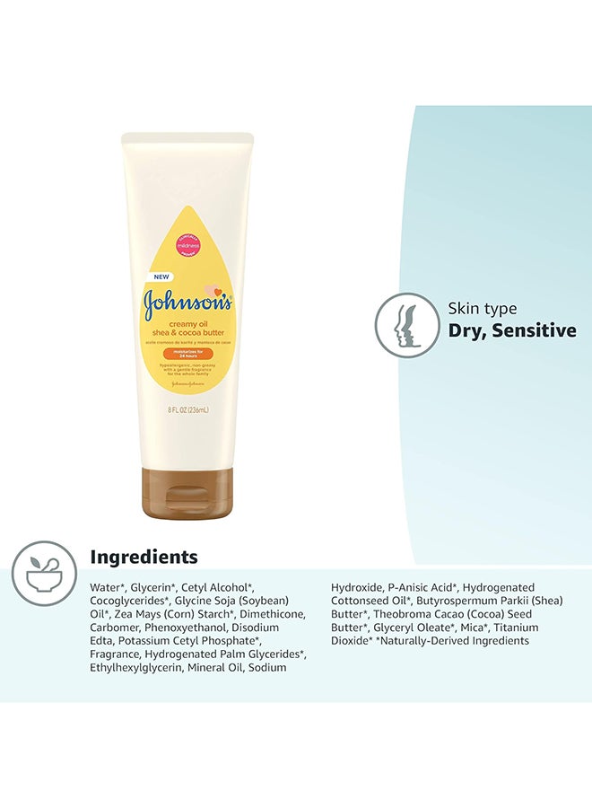 Johnson's Creamy Oil For Baby With Shea And Cocoa Butter, Moisturizing Body Lotion, 8 fl. oz - Image 5