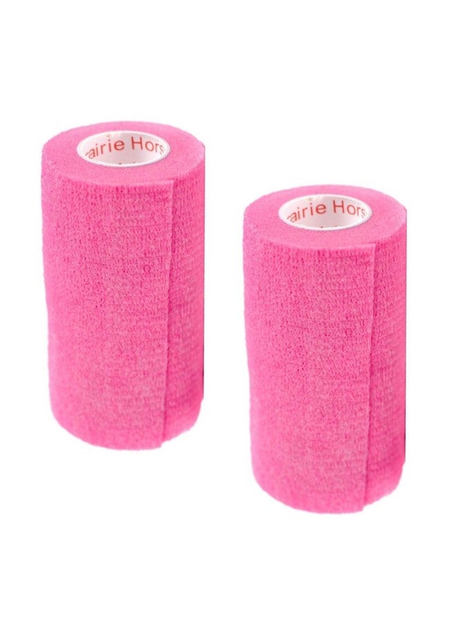 Prairie Horse Supply Vet Wrap Tape (Neon Pink) (2 Pack) (2 Inch x 15 feet) Self Adhesive Adherent Adhering Cohesive Flex Self Stick Bandage Grip Roll Dog Cat Pet Horse - Image 1
