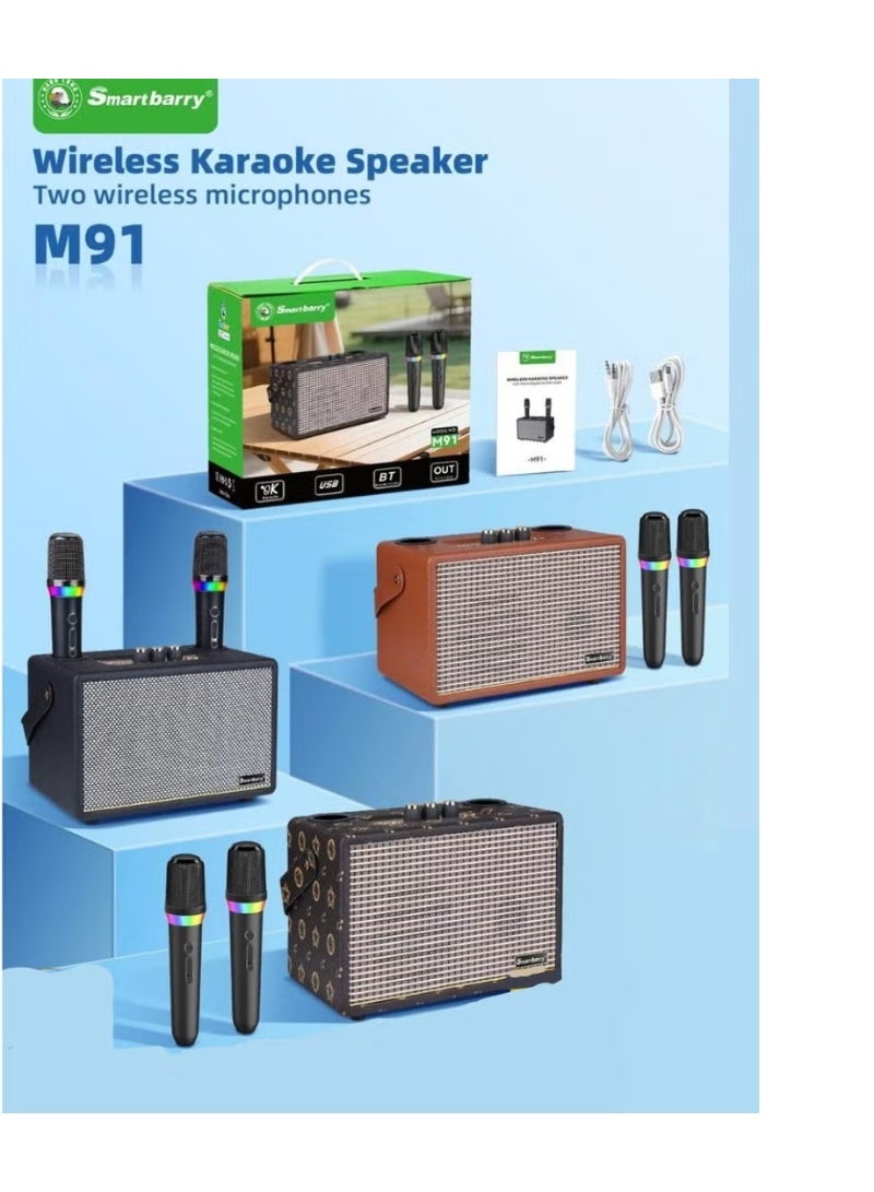 Smartberry M91 Bluetooth Karaoke Speaker with 2 Wireless Mics – Portable Party System - Image 3