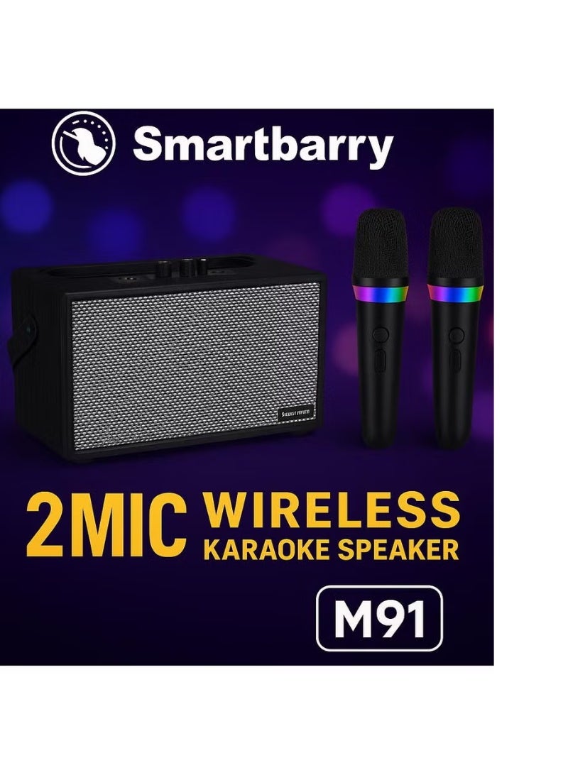 Smartberry M91 Bluetooth Karaoke Speaker with 2 Wireless Mics – Portable Party System - Image 4