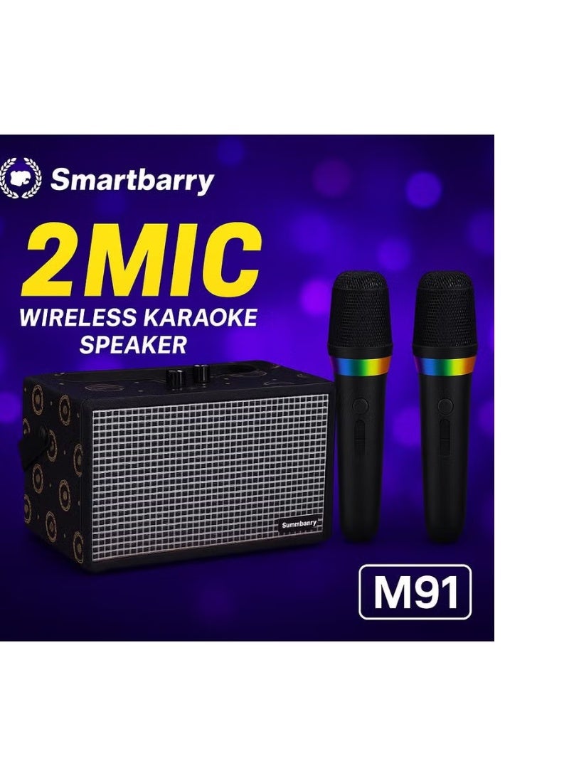 Smartberry M91 Bluetooth Karaoke Speaker with 2 Wireless Mics – Portable Party System - Image 1