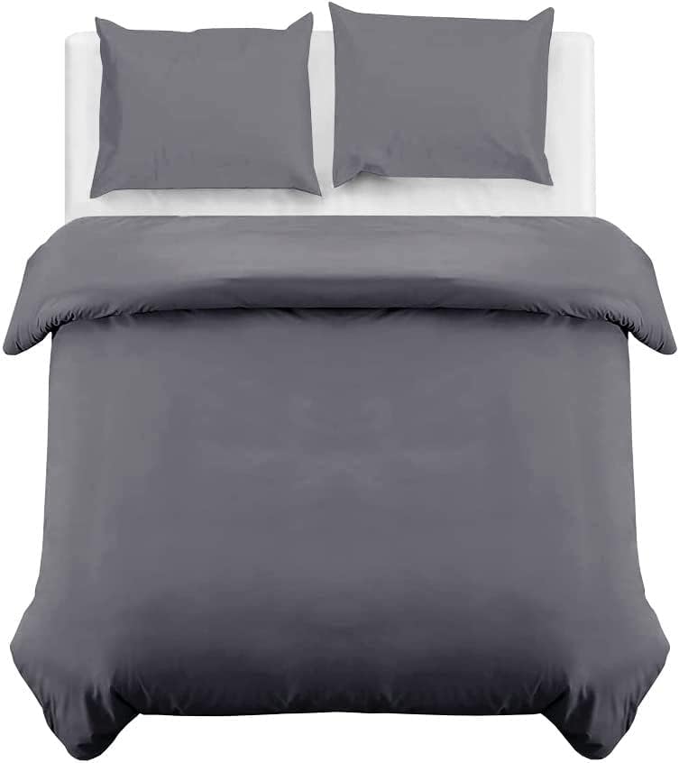 MOONLIGHT20015 Double Duvet Cover Set Grey Solid Soft Bedding with 2 Matching Pillowcases (200 x 200 cm Duvet Cover, 50 x 75 cm Pillowcases) - Image 2