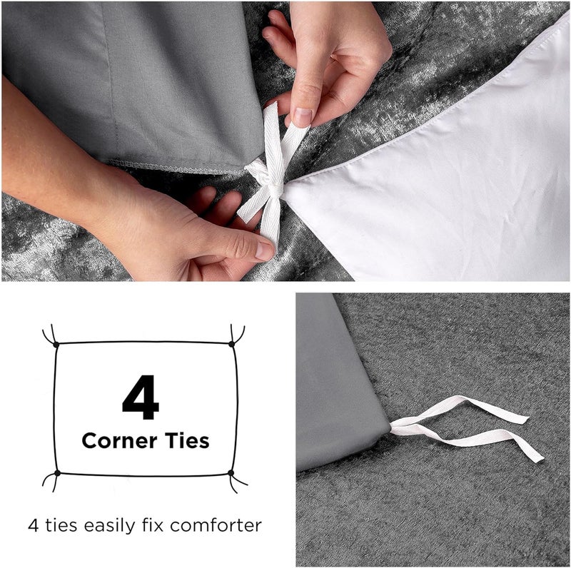 MOONLIGHT20015 Double Duvet Cover Set Grey Solid Soft Bedding with 2 Matching Pillowcases (200 x 200 cm Duvet Cover, 50 x 75 cm Pillowcases) - Image 5