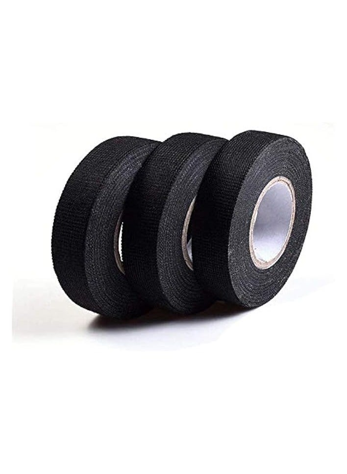 erorex 3 PCS Harness Wiring Friction Tape, Black Adhesive Fabric -Harnessing Noise - Suitable for Heat Proof Engine Compartment- for Industrial Electrical  - Image 1
