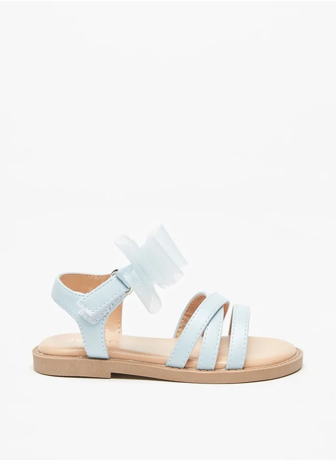 جونيورز Girls Bow Accent Sandals With Hook And Loop Closure