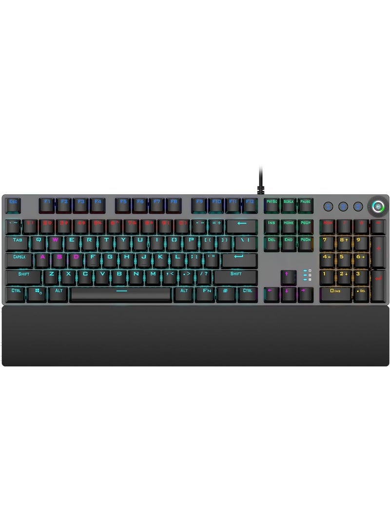 Wired Mechanical Gaming Keyboard – Backlit Keys – Black and Grey – Model F2058  - Image 1