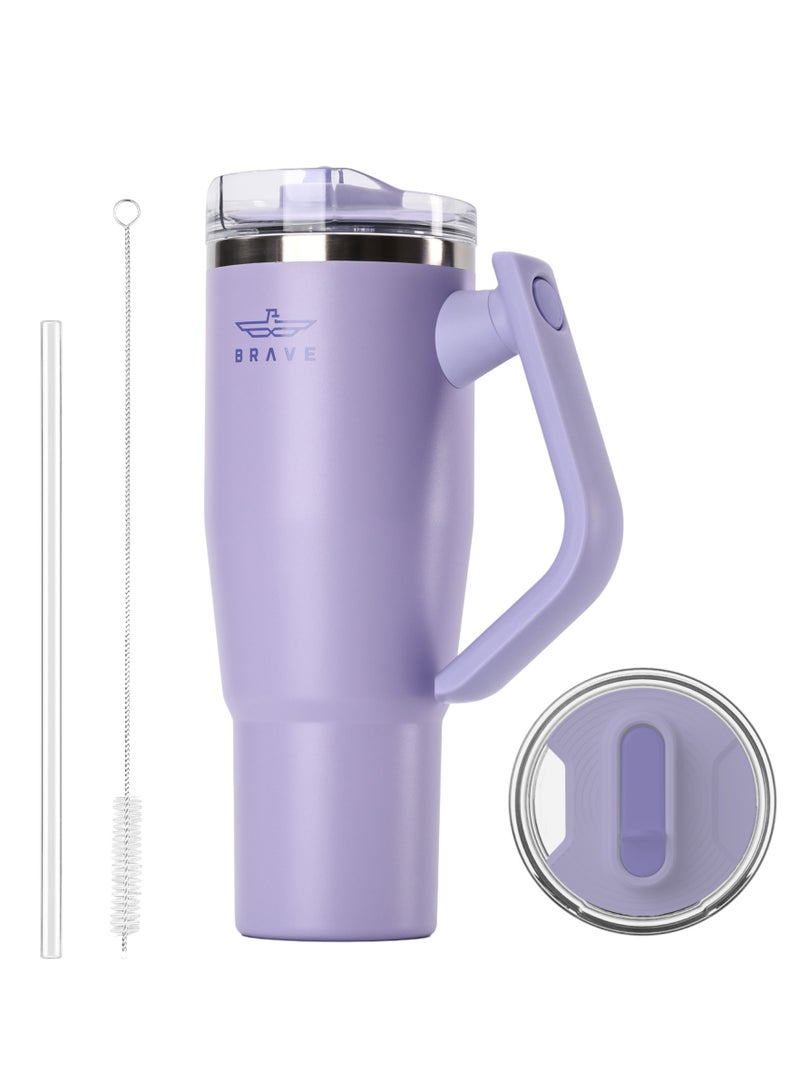 بريف تمب جارد تمبلر 1200مل - 18/8 ستانلس ستيل ترافل ماج, ثيرمال كوفي كوب, 2-إن-1 ليكبروف ليد وذ سترو & روتيتينج هاندل, إنسوليتد هوت & كولد بيفيرج ماج, كار كوب هولدر كومباتيبيل, ديورابل & ريوسابل كوفي ترافل ماج (ليلاك/بيربل) - Image 1