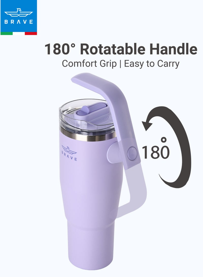 بريف تمب جارد تمبلر 1200مل - 18/8 ستانلس ستيل ترافل ماج, ثيرمال كوفي كوب, 2-إن-1 ليكبروف ليد وذ سترو & روتيتينج هاندل, إنسوليتد هوت & كولد بيفيرج ماج, كار كوب هولدر كومباتيبيل, ديورابل & ريوسابل كوفي ترافل ماج (ليلاك/بيربل) - Image 5