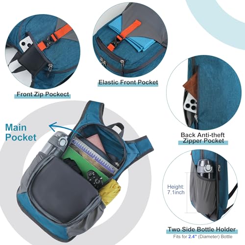 FIORETTO 10L Hiking Backpack for Women Men Mini Packable Backpack Lightweight Small Daypack for Camping Travel Outdoor, Turquoise - Image 4
