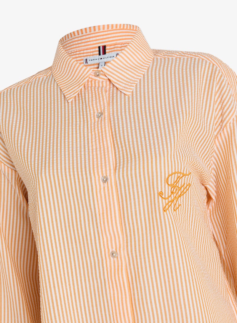 TOMMY HILFIGER Seersucker Longline Cover-Up Shirt - Image 3