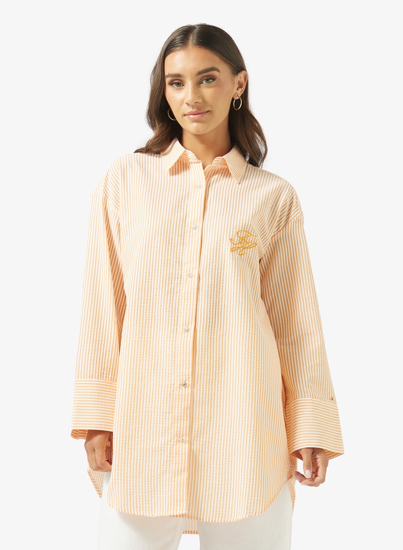 TOMMY HILFIGER Seersucker Longline Cover-Up Shirt - Image 4