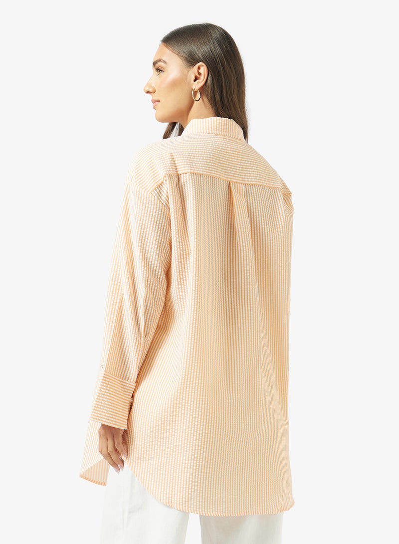 TOMMY HILFIGER Seersucker Longline Cover-Up Shirt - Image 5