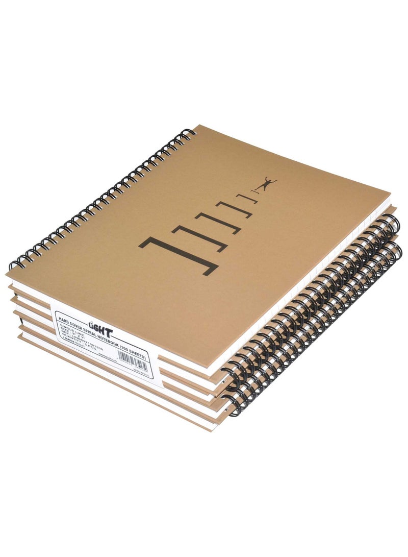 FIS LIGHT Pack of 5  Spiral Hard Cover Note Book 100 Sheets. Size : 9X7 Inches (22.86 X 20.32 CM) -LINBS971001302 - Image 1