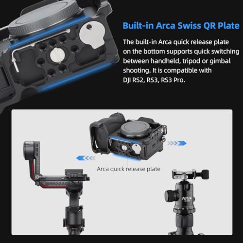 Nitze a6700 Camera Cage for Sony A6700 / Alpha 6700 with Built-in Cold Shoe, NATO Rail and Arca Quick Release Plate - T-S12A - Image 4