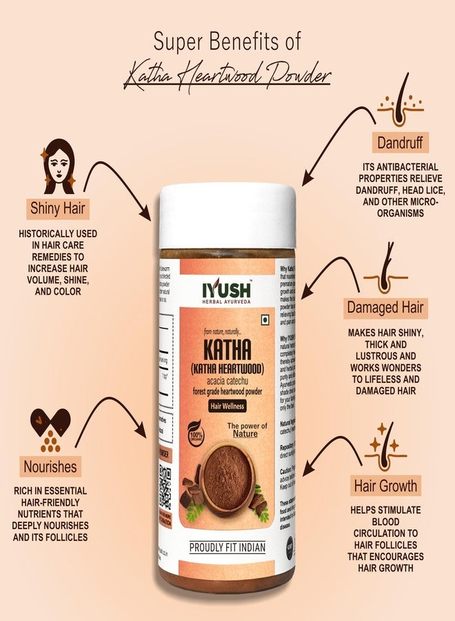 IYUSH Herbal Ayurveda Organic Katha Powder for Hair Colour | Katha Powder for Hair Brown | Katha Powder for Hair Growth | Katha for Pan | Acacia Catechu Powder for Paan | 150gm - Image 2