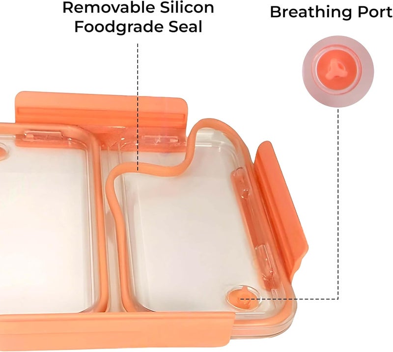 BrainGiggles Stainless Steel Bento Lunch Box with 2 Compartments - Leak Proof Bento Box for Kids, Adults -Multifunctional Air Tight Tiffin Lunchbox for Office, School (Orange) - Image 4