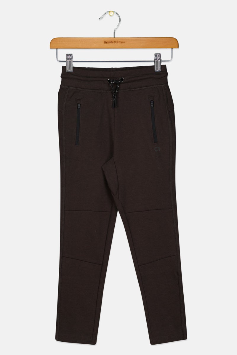 GAP Kids Boy Solid Drawstring Sweatpants, Dark Brown  - Image 1