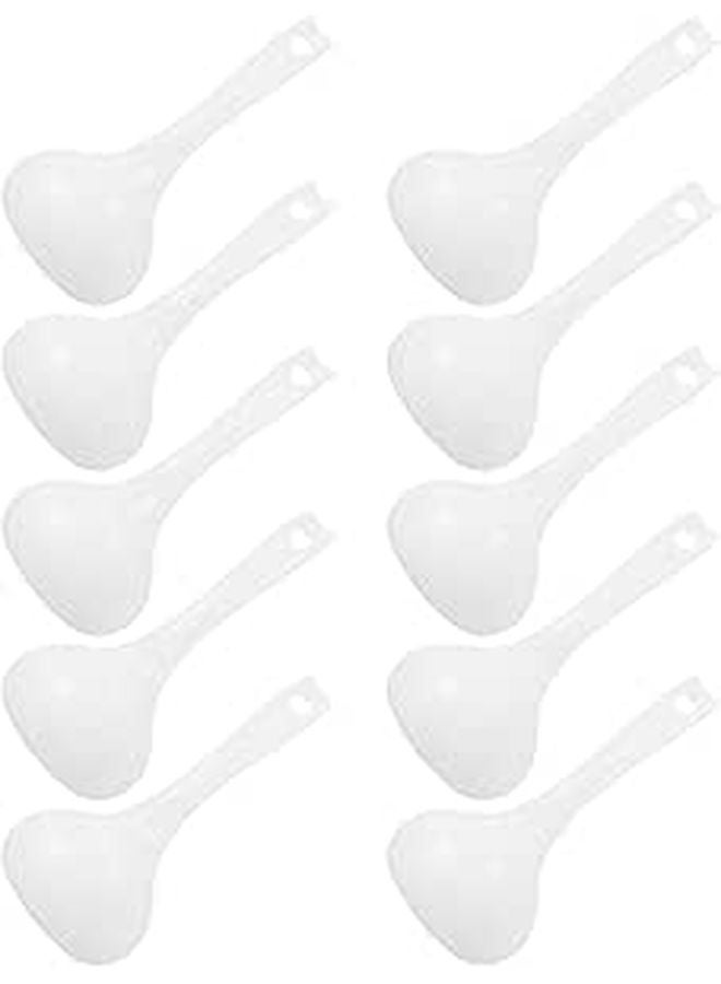 Heat Resistant Plastic Soup Ladle Set 10pcs Large White Serving Spoons for Ramen Miso Rice - Image 1