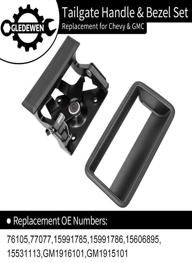 Gledewen طقم مقبض باب الصندوق الخلفي، متوافق مع شاحنات شيفروليه C1500 وC2500 وC3500 وK1500 وK2500 وK3500 موديلات 1988-2002، وجي إم سي C/K 1500 و2500 و3500، مزلاج معدني، بديل لمقبض باب الصندوق الخلفي، رقم القطعة البديلة: 77077 - Image 3