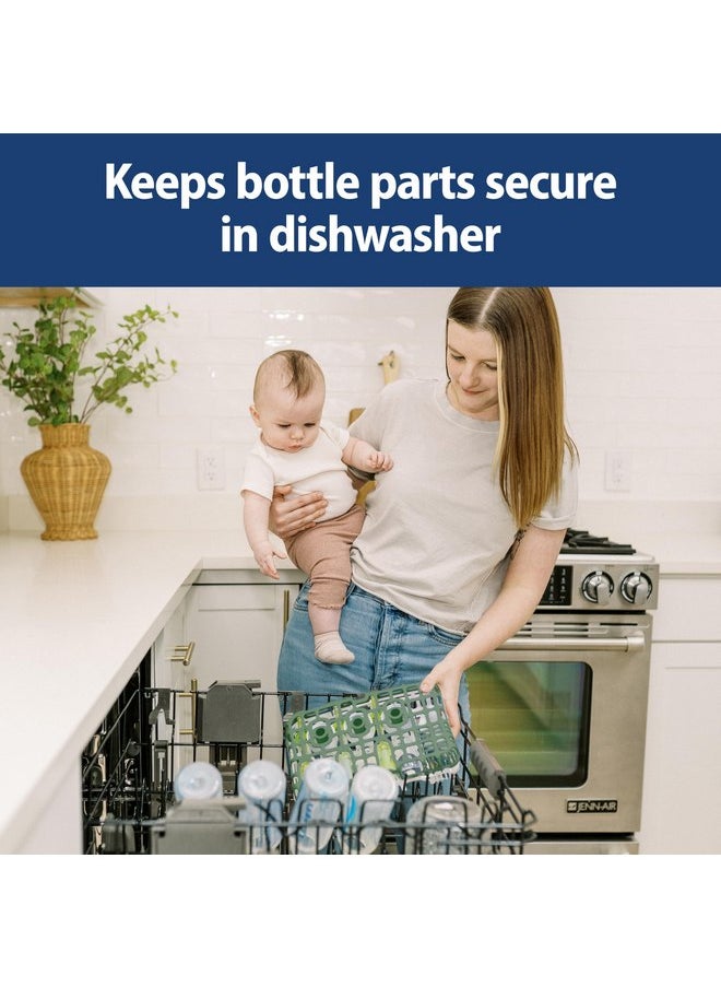 Dr. Brown's - Dr. Brown's Dishwasher Basket for Small Baby Bottle Parts, Pacifiers, and Accessories, Clean, Store and Organize Newborn Essentials, BPA Free, Green - Image 1