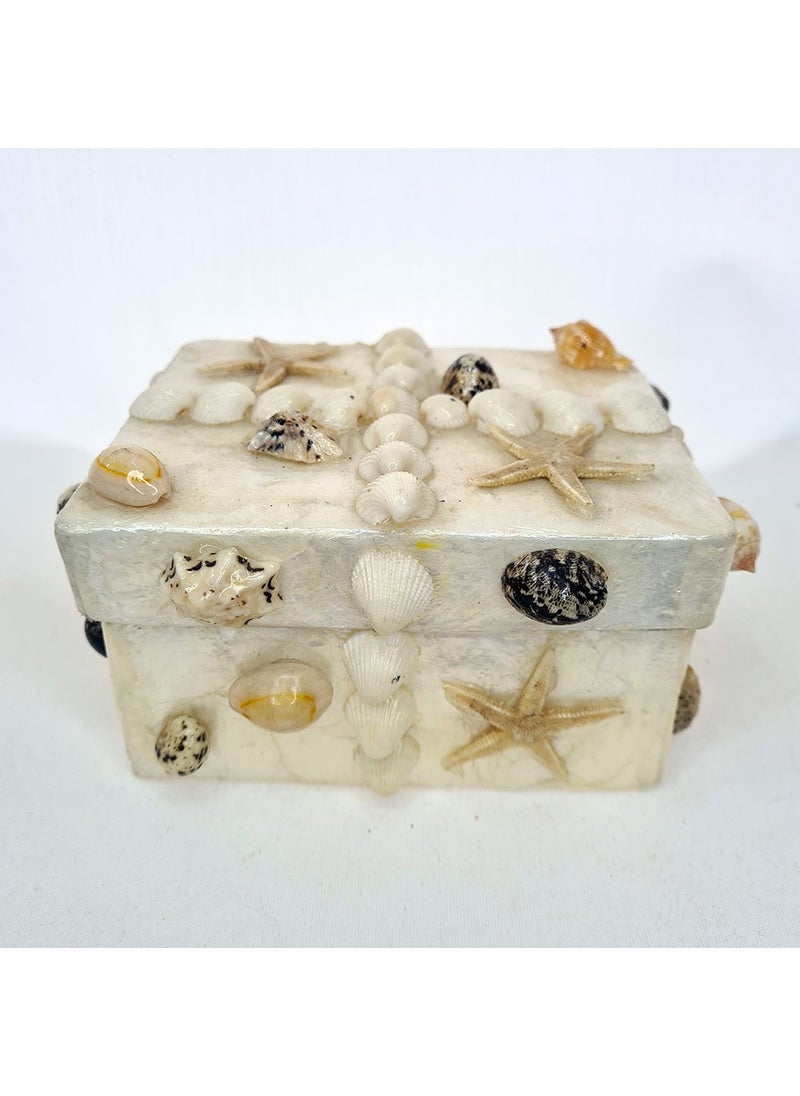 evinizdeki okyanus esintisi turkuaz hediyelik Ocean breeze turquoise gift for your home Medium Mother of Pearl Rectangular-Mixed Shell Box  - Image 1
