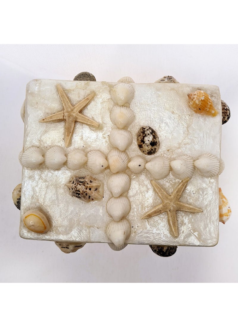 evinizdeki okyanus esintisi turkuaz hediyelik Ocean breeze turquoise gift for your home Medium Mother of Pearl Rectangular-Mixed Shell Box  - Image 2