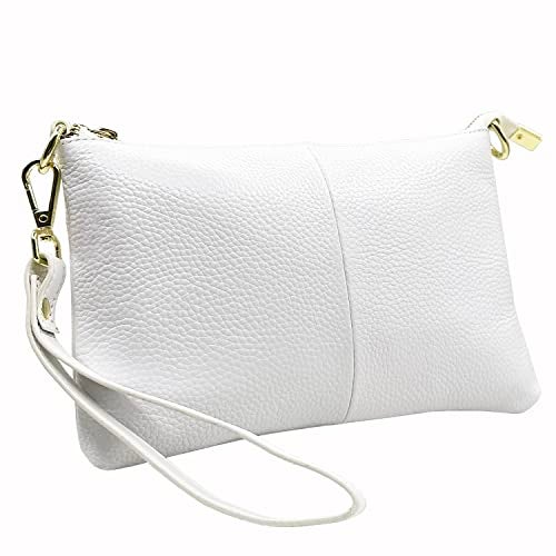 Beurlike Leather Wristlet Wallet Clutch Purses For Women Small Crossbody Phone Bags(White) - Image 1