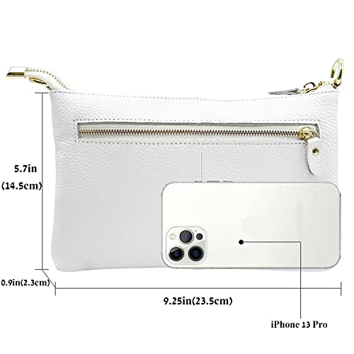 Beurlike Leather Wristlet Wallet Clutch Purses For Women Small Crossbody Phone Bags(White) - Image 3