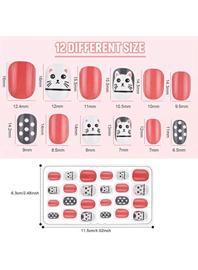 Maitys 240 Pcs Children False Nails 10 Packs Kids Girls Press on Short Artificial Fake Nails Gradient Color Rainbow Pre Glue Full Cover Acrylic Nail Kit for Children Nail DecorationColorful Animals - Image 4
