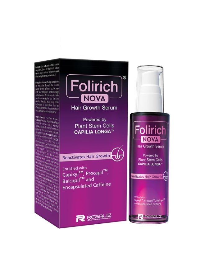 Regaliz Folirich Nova Hair Growth Serum | Capilia Longa (Plant Stem Cell Extract), Capixyl, Procapil & Baicapil | Hair Fall Control & Strengthening | Non-Sticky, Fast Absorbing | 50 ml - Image 1