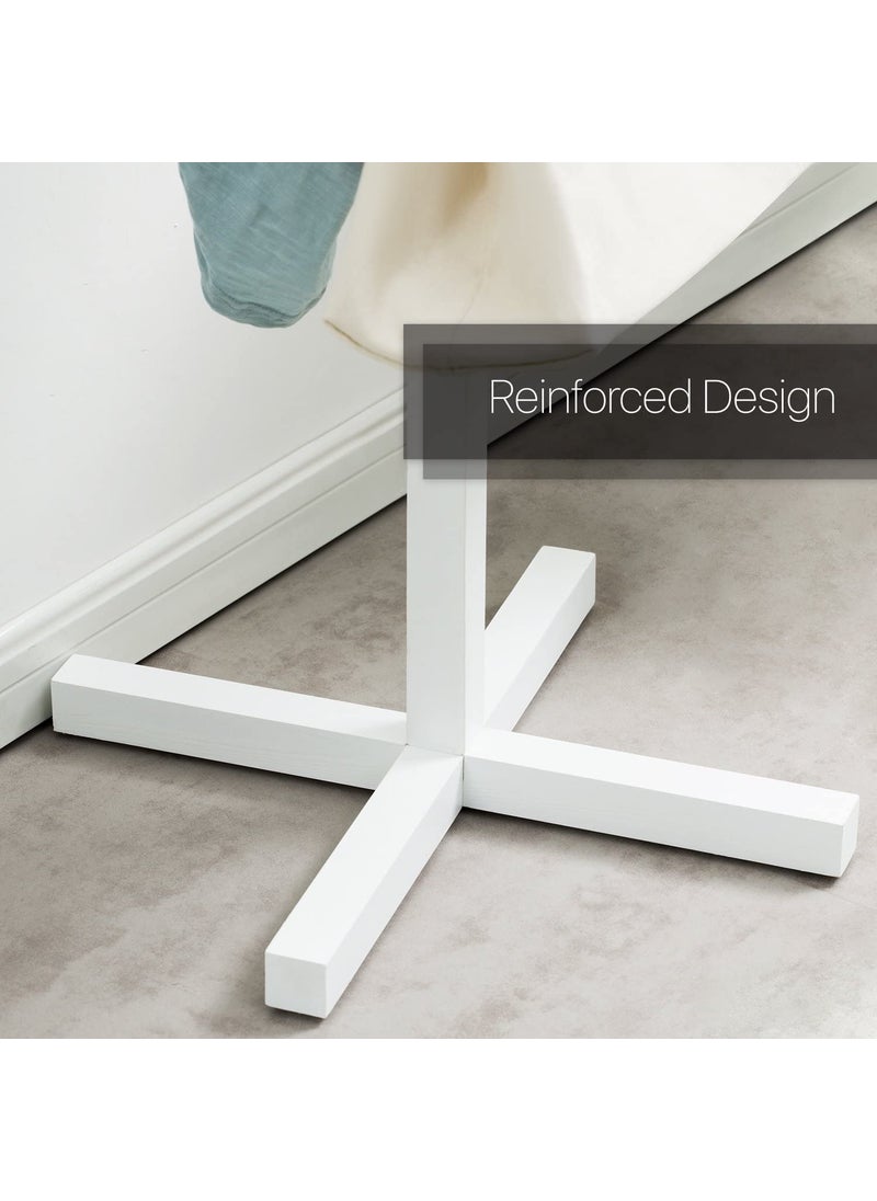 GRACIOUS MART GRACIOUS MART Cross Base Bamboo Coat Rack with 8 Hooks Free Standing Wooden Coat Rack Entryway Coat Hanger Stand Easy Assembly with Solid Base for Hat Clothes Handbags Umbrella White  - Image 2