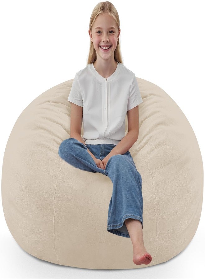 SIMFLAG كرسي بين باج من سيمفلاج بطول قدمين، كراسي بين باج مريحة محشوة برغوة الذاكرة، أريكة بين باج ناعمة بغطاء مخملي هولندي، كراسي بين باج على شكل دمعة لغرفة المعيشة وغرفة اللعب - بيج داكن - Image 1