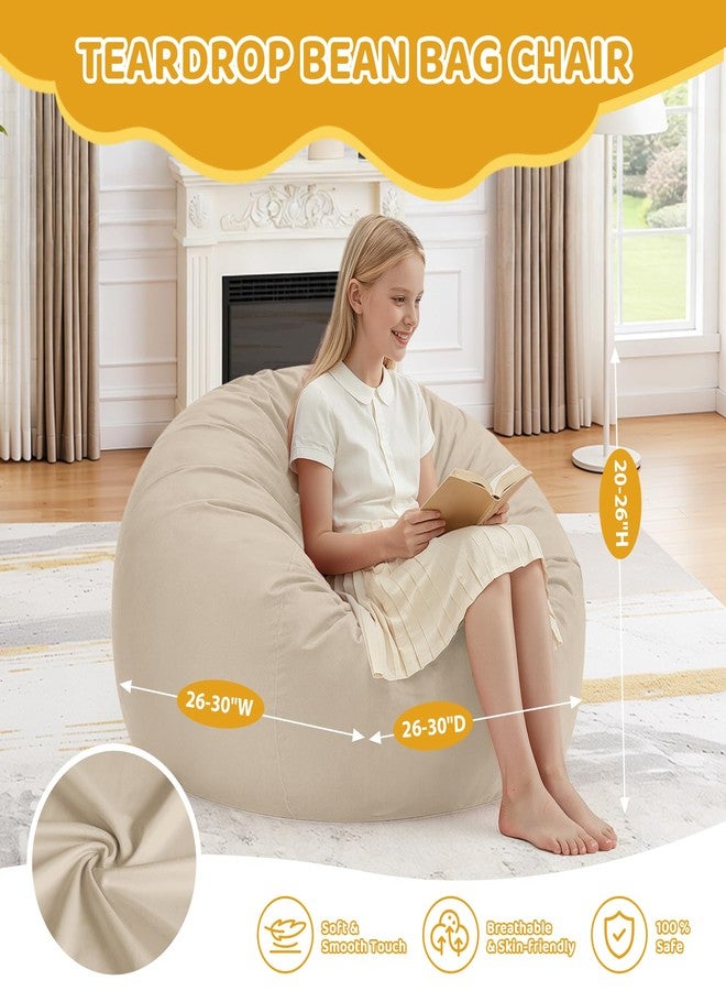 SIMFLAG كرسي بين باج من سيمفلاج بطول قدمين، كراسي بين باج مريحة محشوة برغوة الذاكرة، أريكة بين باج ناعمة بغطاء مخملي هولندي، كراسي بين باج على شكل دمعة لغرفة المعيشة وغرفة اللعب - بيج داكن - Image 2