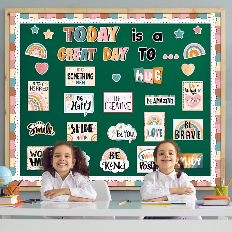 Tevxj Today is A Great Day Bulletin Board Set Boho Rainbow Motivational Classroom Decor for Teachers Positive Affirmations Accents Inspiration Cutouts for Class School Bulletin Board Decoration Supplies - Image 4