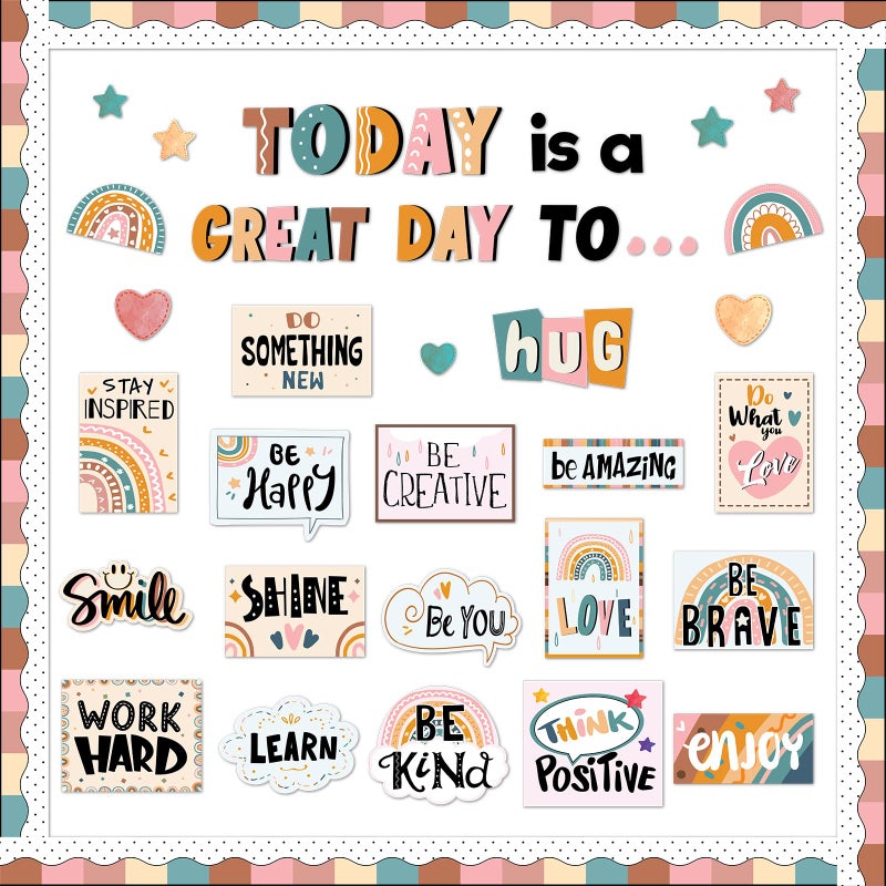 Tevxj Today is A Great Day Bulletin Board Set Boho Rainbow Motivational Classroom Decor for Teachers Positive Affirmations Accents Inspiration Cutouts for Class School Bulletin Board Decoration Supplies - Image 1