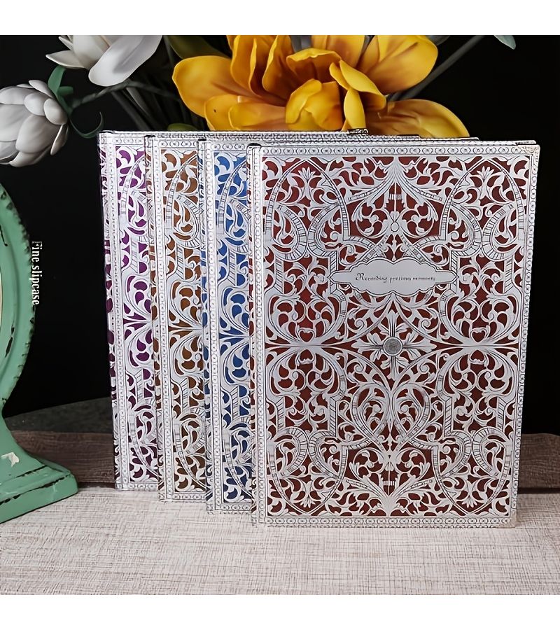 Blue Vintage Carved A5 Notebook Thick Lined Pages Hardcover Journal Gift - Image 1
