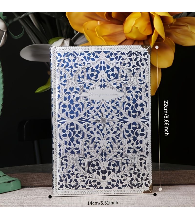 Blue Vintage Carved A5 Notebook Thick Lined Pages Hardcover Journal Gift - Image 2