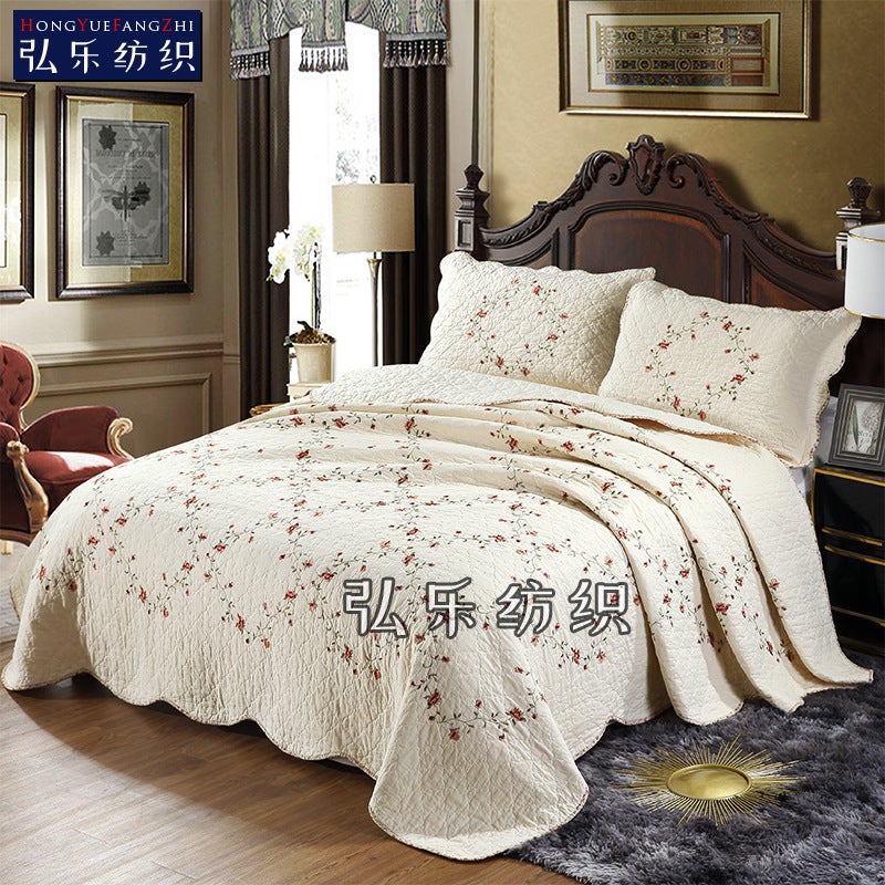 New Gypsophila Embroidered Quilt Bed Three-Piece Bed Cover Wash Quilt Factory - Image 2